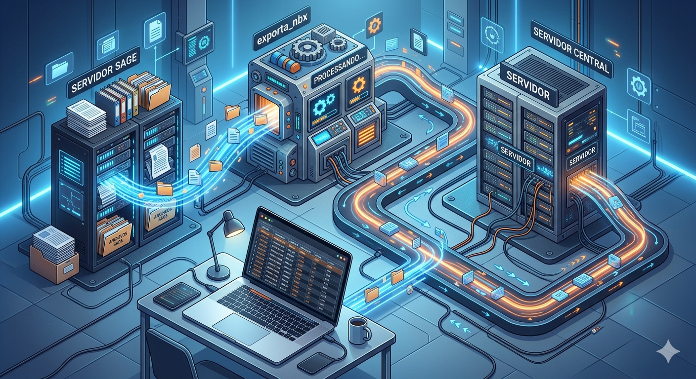 Ilustracao do processo de exportacao do NBX